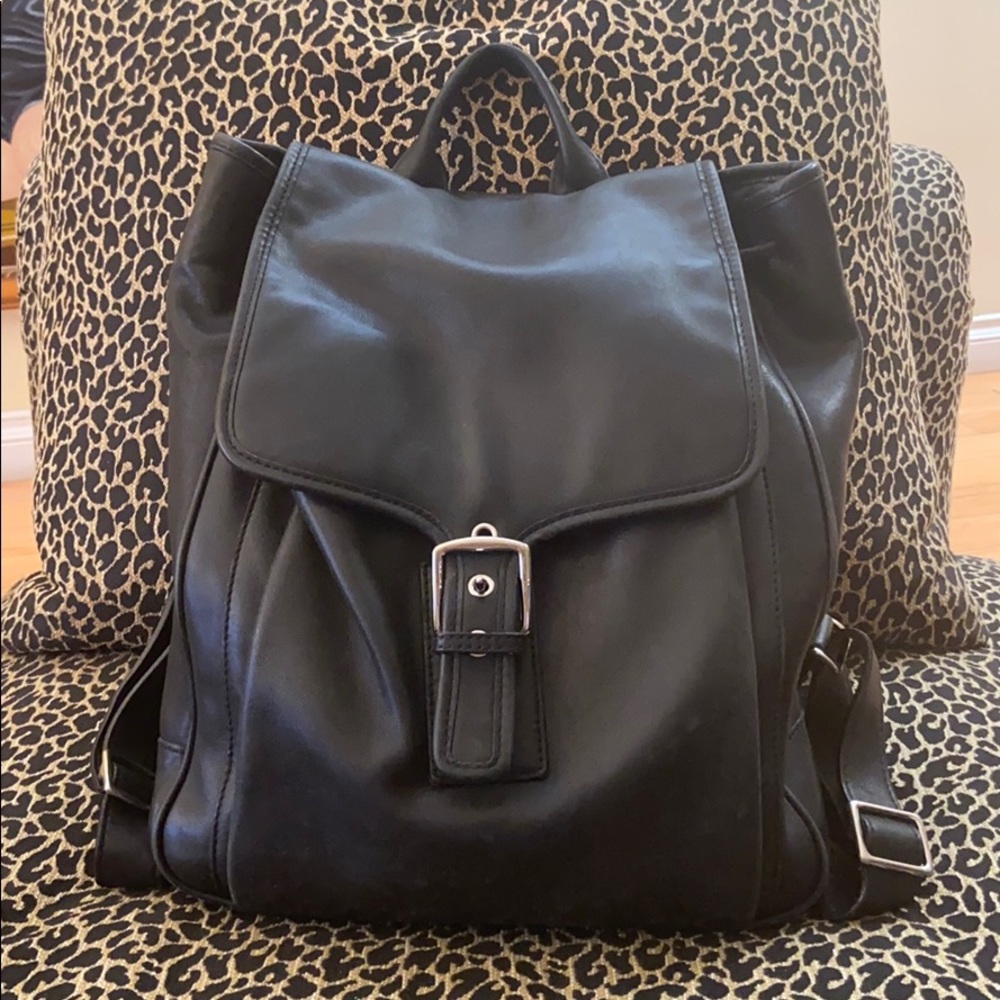 Black Leather Coach Backpack